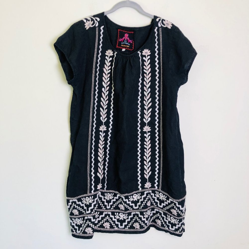 Johnny Was Floral Embroidered Linen Dress